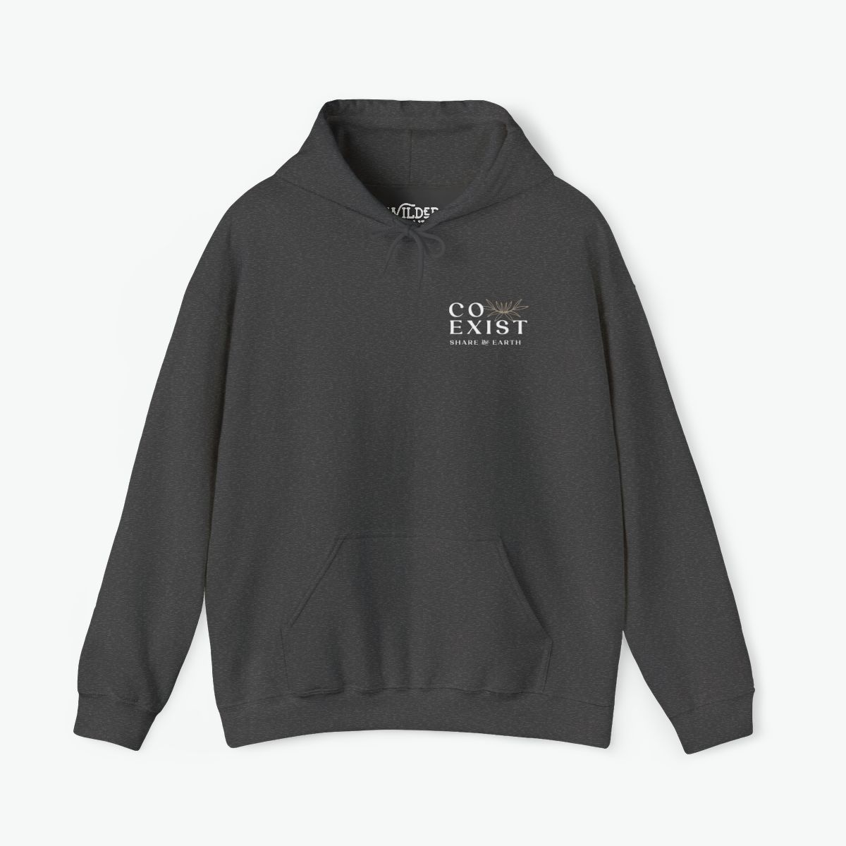 Coexist unisex hoodie wildlife hoodie featuring raccoon, rabbit, squirrel and chipmunk illustration promoting peaceful coexistence with animals