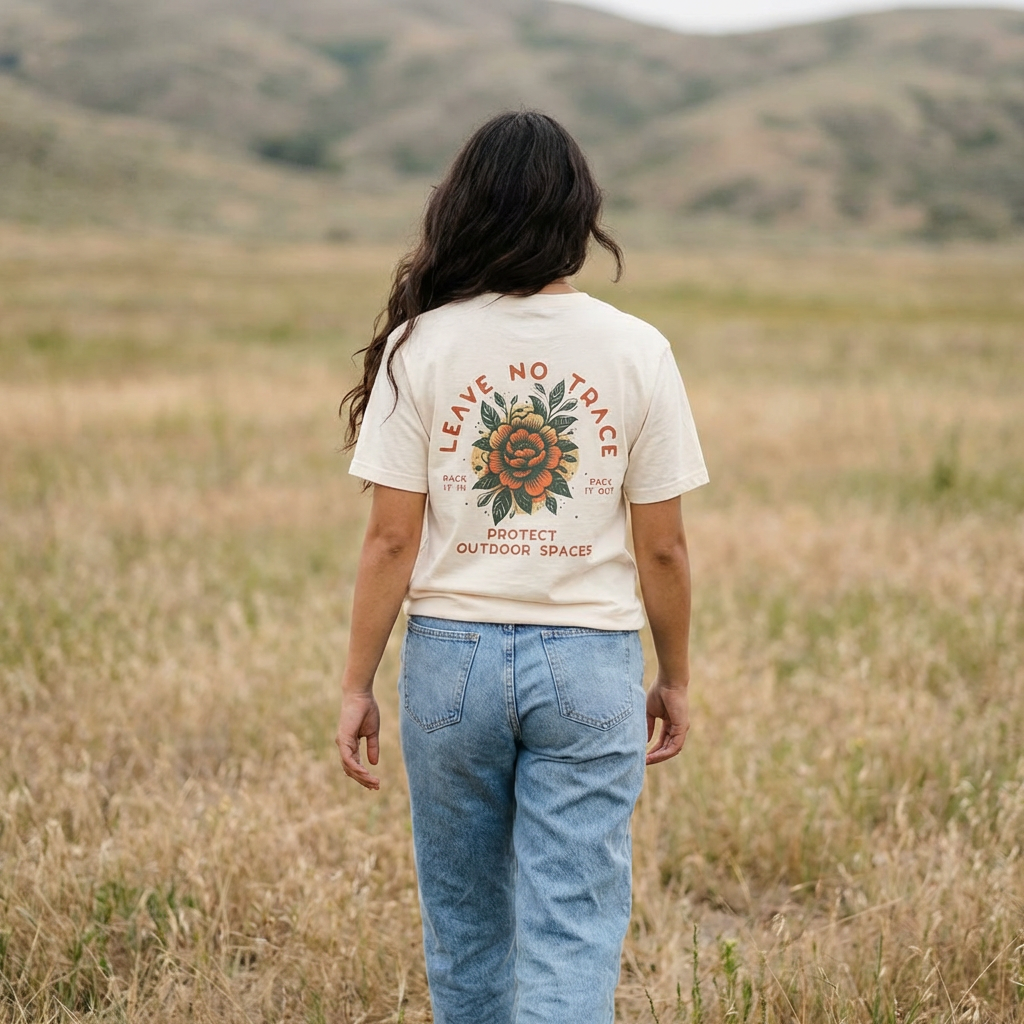 leave no trace t-shirt with vintage botanical design on comfort colors 1717 garment dyed tee