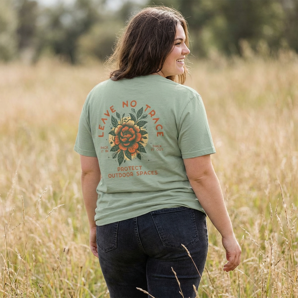 leave no trace t-shirt with vintage botanical design on comfort colors 1717 garment dyed tee