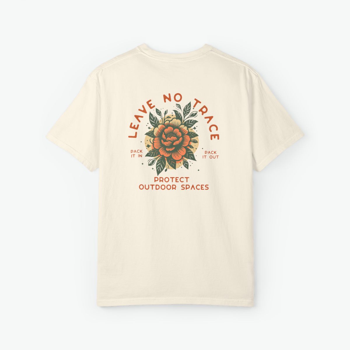 leave no trace t-shirt with vintage botanical design on comfort colors 1717 garment dyed tee