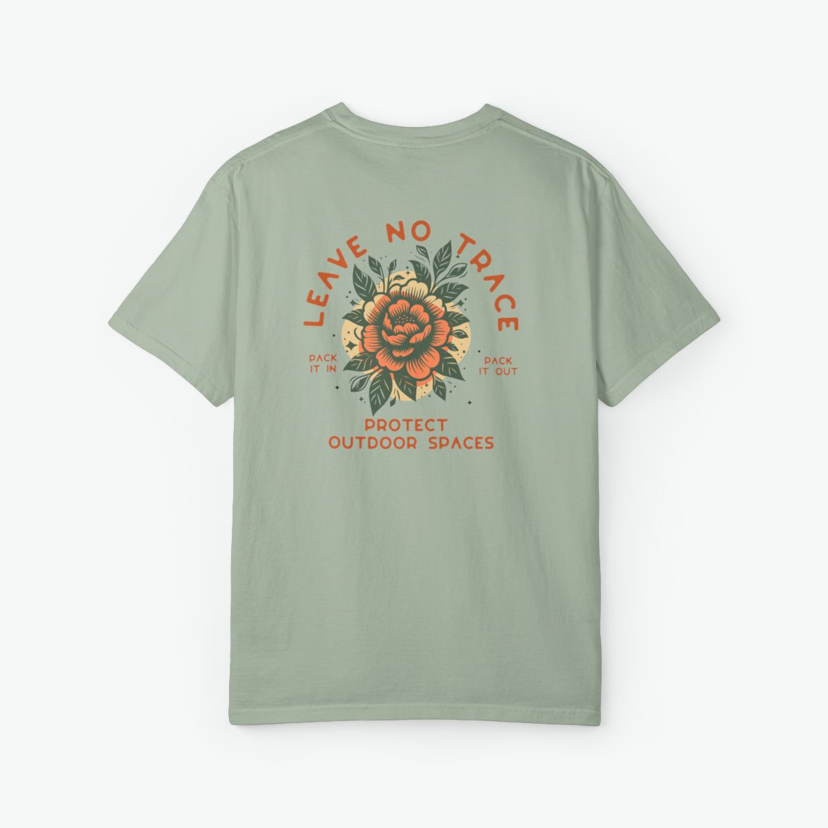 leave no trace t-shirt with vintage botanical design on comfort colors 1717 garment dyed tee