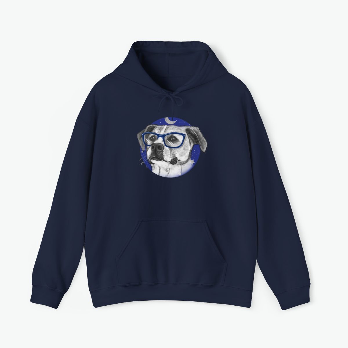 Luna unisex hoodie featuring moon inspired nature design representing night sky and natural rhythm aesthetic