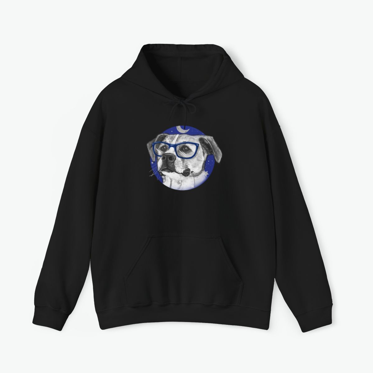 Luna unisex hoodie featuring moon inspired nature design representing night sky and natural rhythm aesthetic