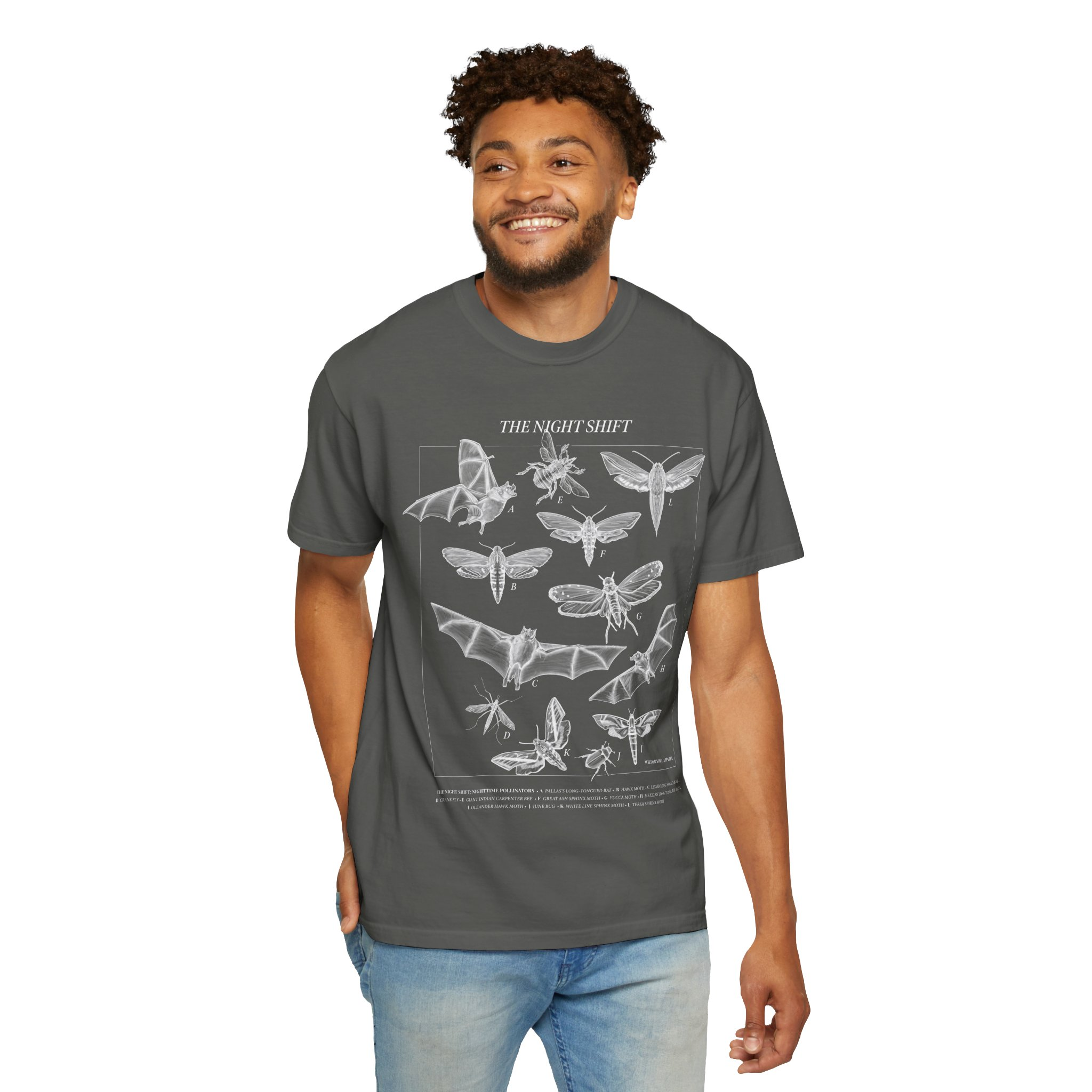 Night Pollinators T-Shirt, Moth Shirt, Insect Tee, Entomology Shirt, Field Guide Style Shirt, Dark Academia Nature Tee, The Night Shift - Image 4