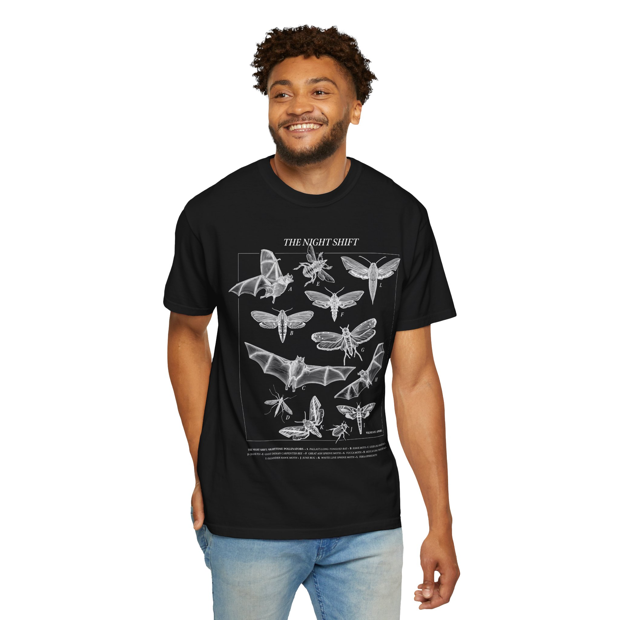 Night Pollinators T-Shirt, Moth Shirt, Insect Tee, Entomology Shirt, Field Guide Style Shirt, Dark Academia Nature Tee, The Night Shift - Image 12