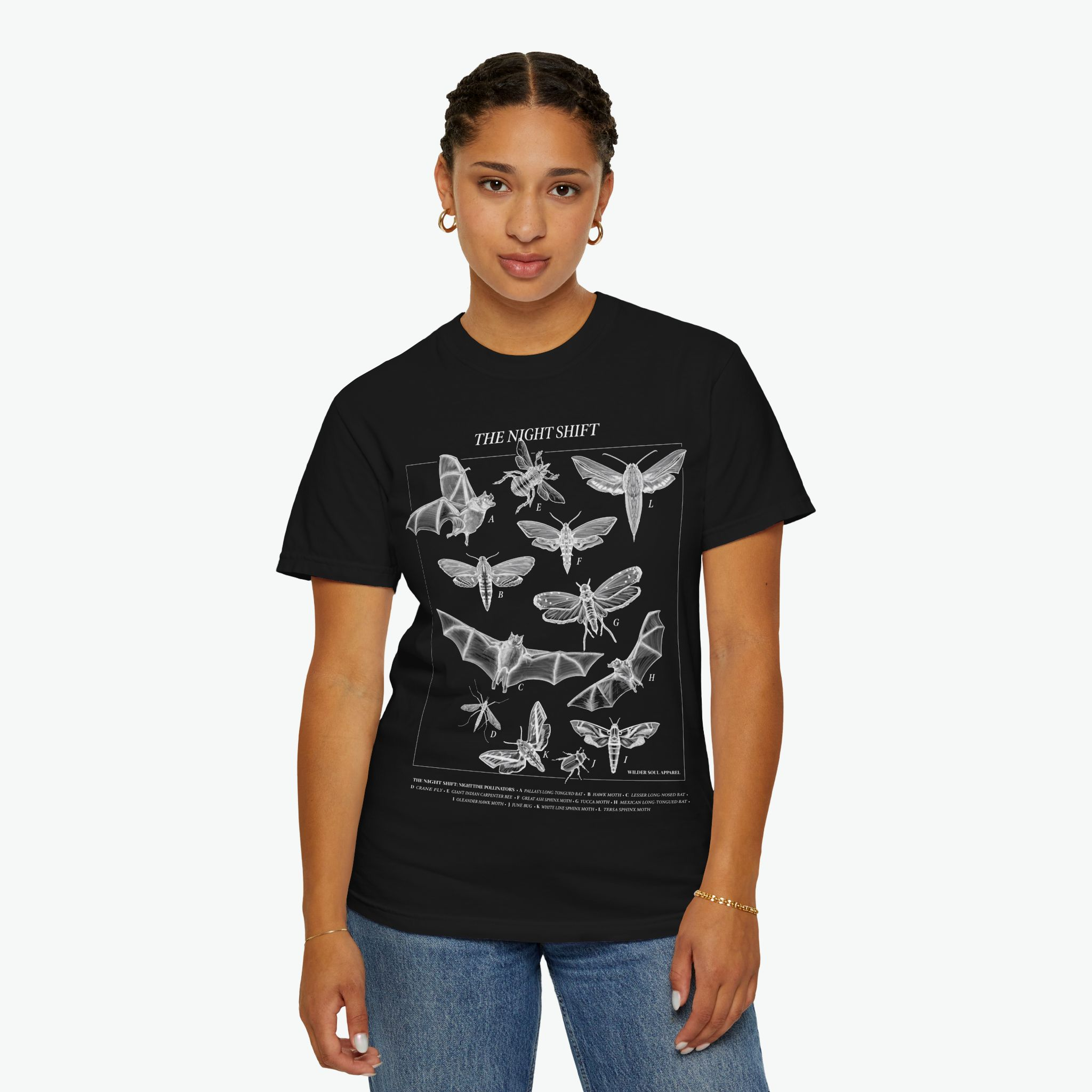 Night Pollinators T-Shirt, Moth Shirt, Insect Tee, Entomology Shirt, Field Guide Style Shirt, Dark Academia Nature Tee, The Night Shift - Image 9