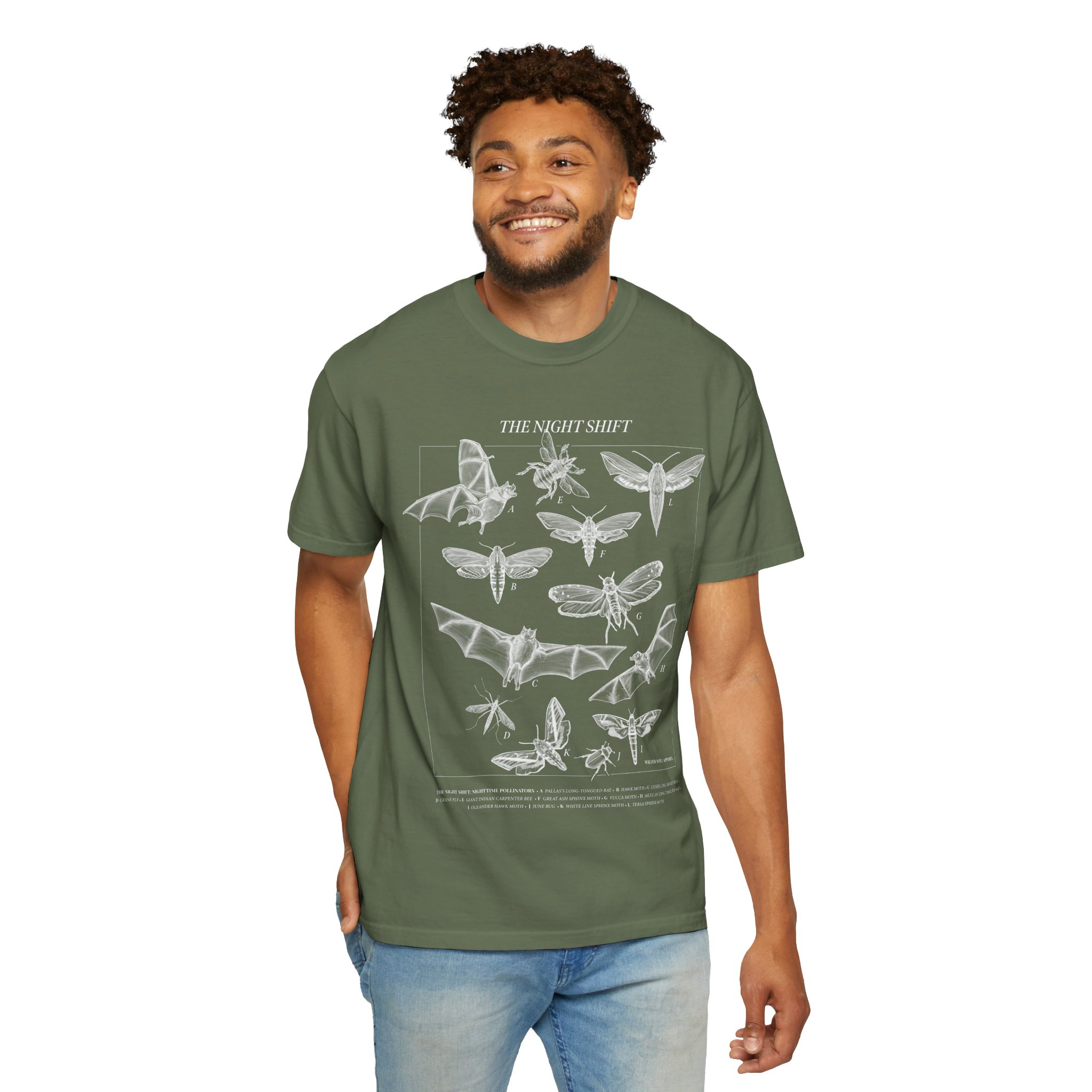 Night Pollinators T-Shirt, Moth Shirt, Insect Tee, Entomology Shirt, Field Guide Style Shirt, Dark Academia Nature Tee, The Night Shift - Image 7